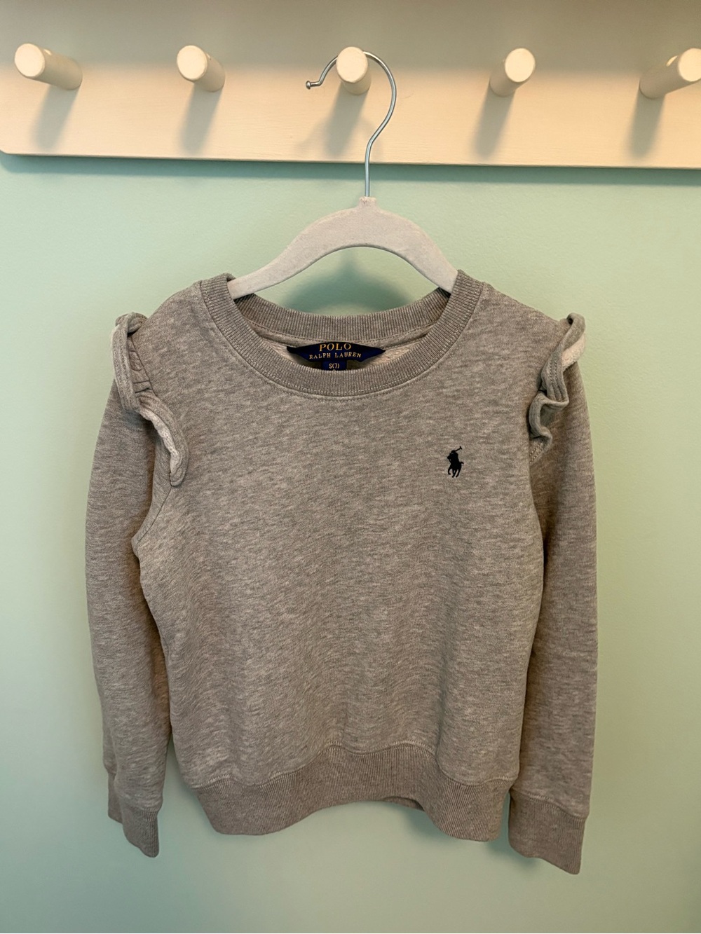 Polo by Ralph Lauren Girls' Gray Ruffle-Shoulder Sweatshirt